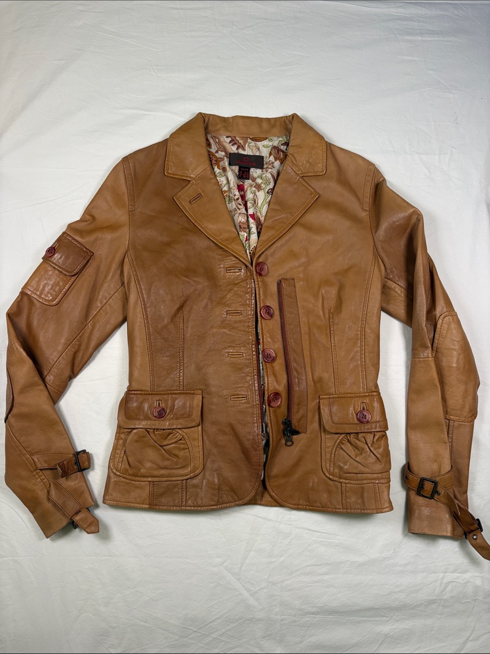 Vintage Danier Tan Leather Button-Front Jacket